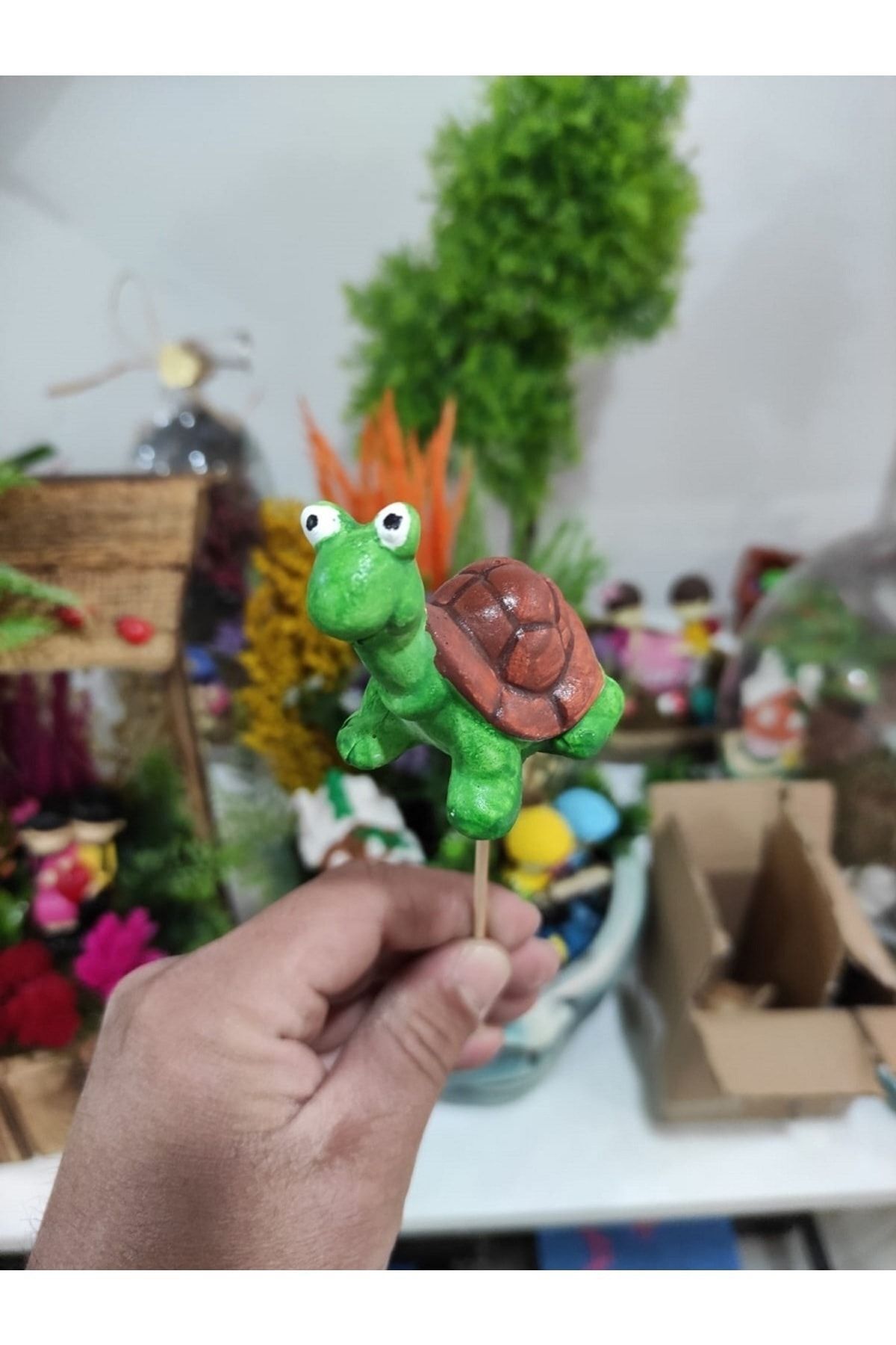 Kaplumbağa Maket Kürdanlı Cupcake Pasta Süsü Doğum Günü Süsleri Pasta Kürdanı