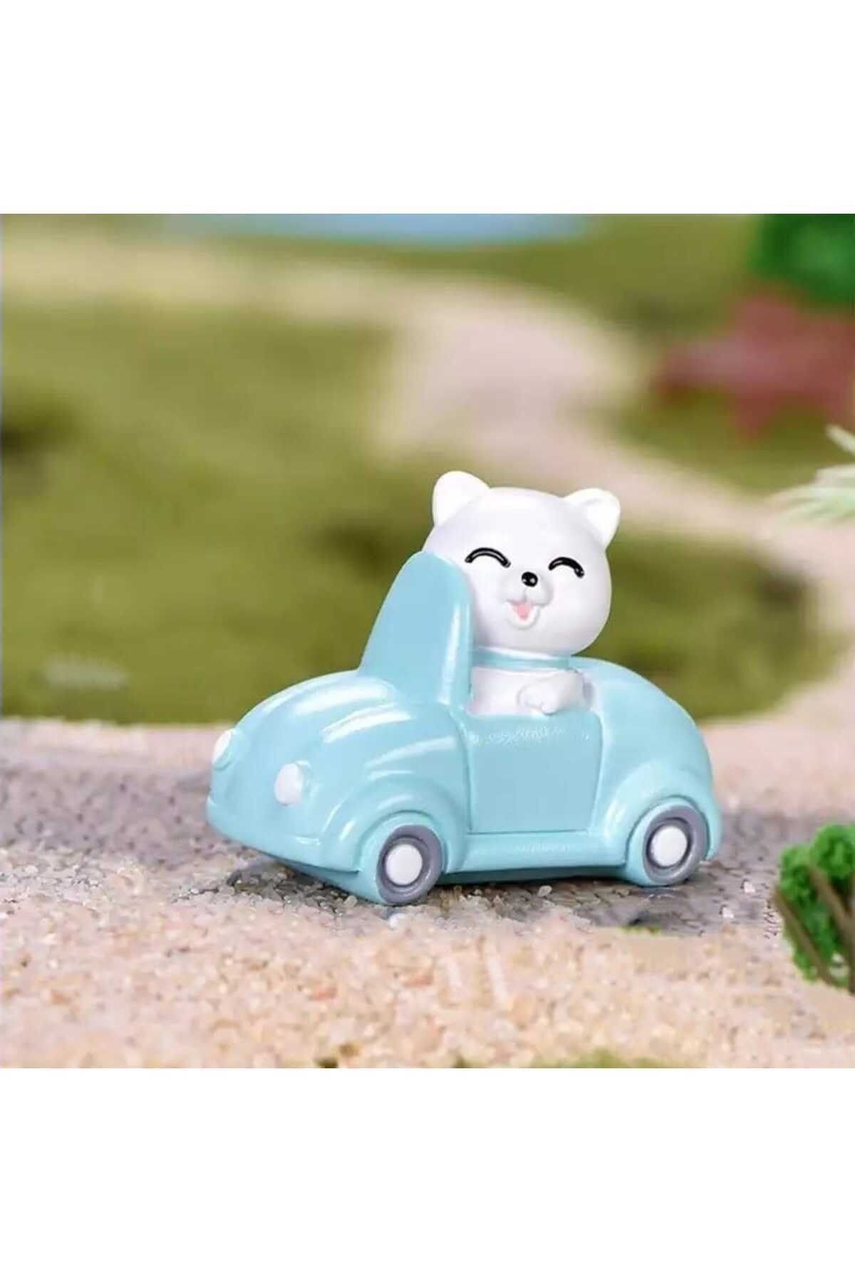 Arabadaki Kedi Maket Kürdanlı Cupcake Pasta Süsü Doğum Günü Süsleri Kürdan Süsü