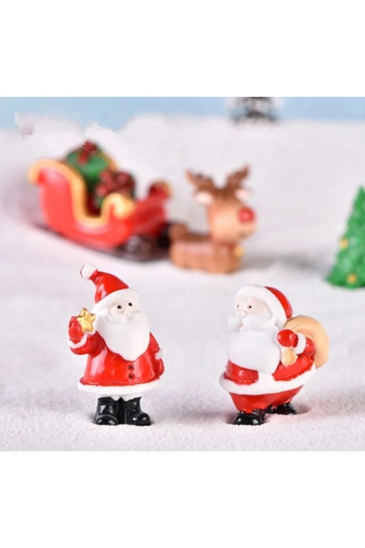 2 Adet Noel Baba 5 Parça Teraryum Objeleri Teraryum Süsleri Saksı Süsleri Minyatür Obje