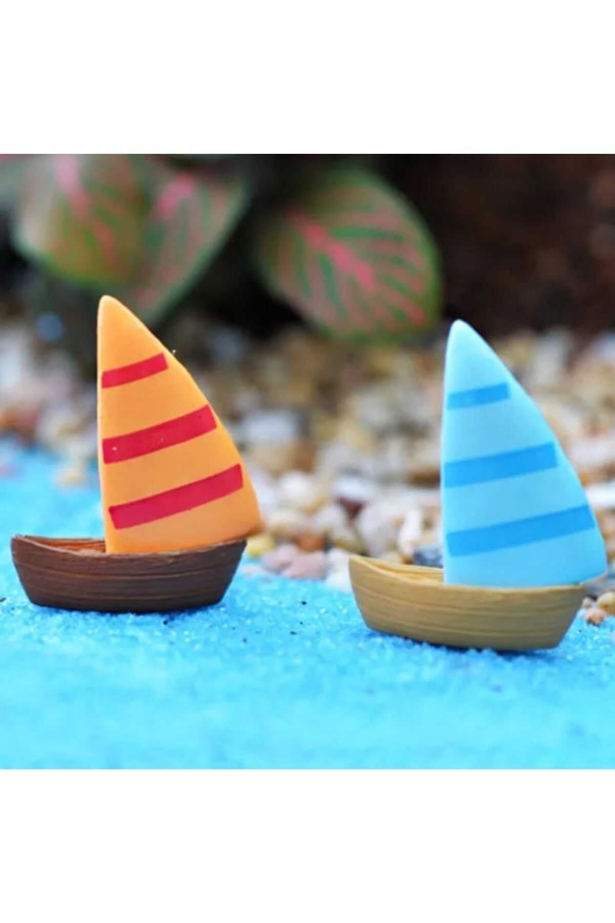 2'li Yelkenli Tekne Maket Kürdanlı Cupcake Pasta Süsü Doğum Günü Süsleri Kürdan Süsü