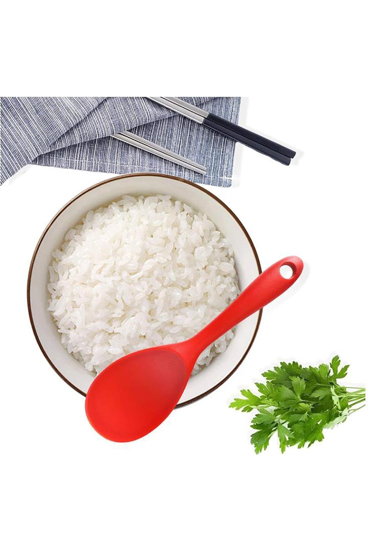 Ekostem-Ultra Hard Silicone Rice Spoon - High Temperature Resistant, Fireproof and Non-Stick 1 Piece 3