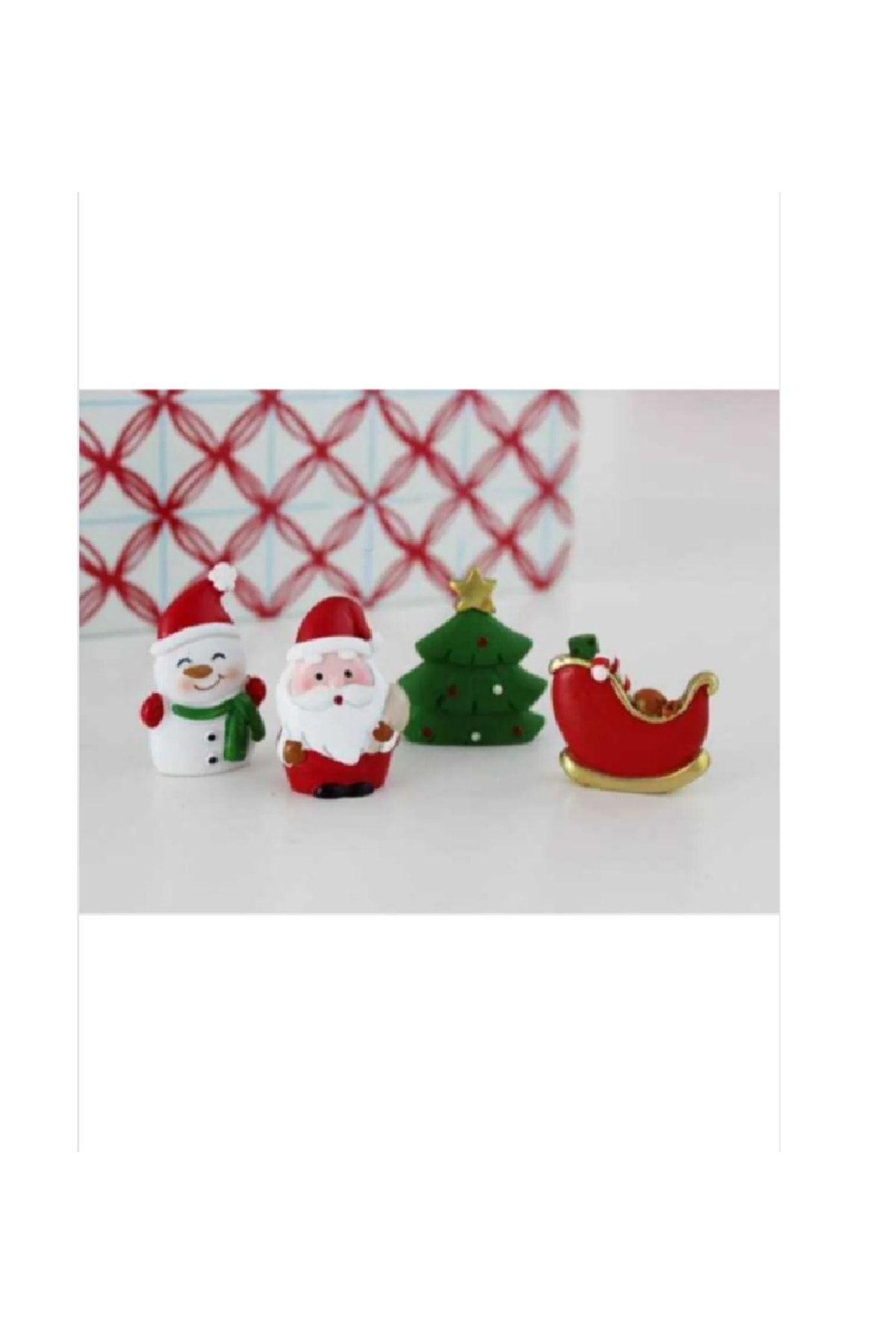 Noel 4 Adet Maket Kürdanlı Cupcake Pasta Süsü Doğum Günü Süsleri Kürdan Süsü