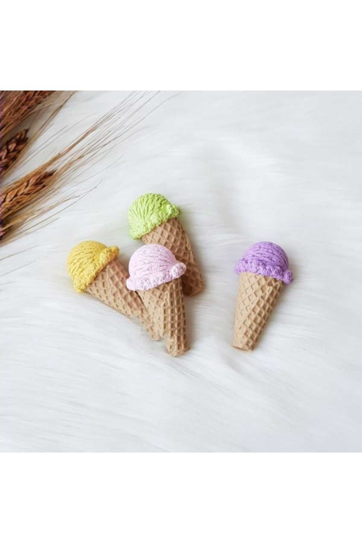 Dondurma 4'lü Maket Kürdanlı Cupcake Pasta Süsü Doğum Günü Süsleri Kürdan Süsü
