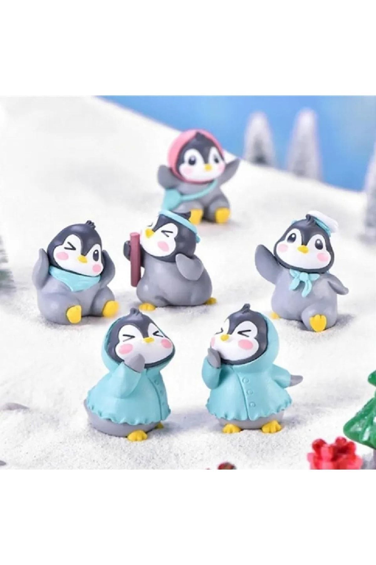 4'lü Penguen 4 Adet Teraryum Diorama Malzemeleri Saksı Süsleri Teraryum Objeleri