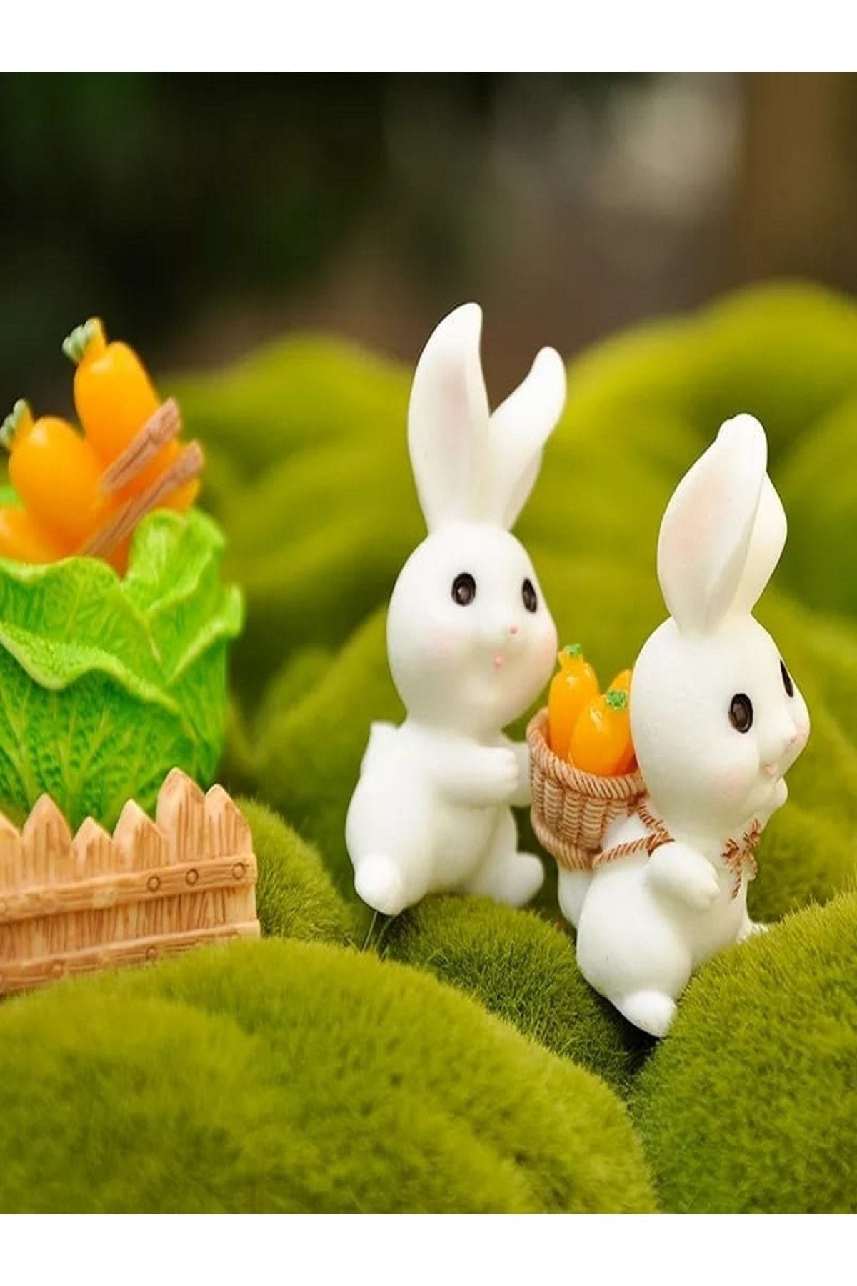 Tavşan Set 5 Parça Minyatür Figür Mini Figür Minyatür Eşya Dekor Diorama