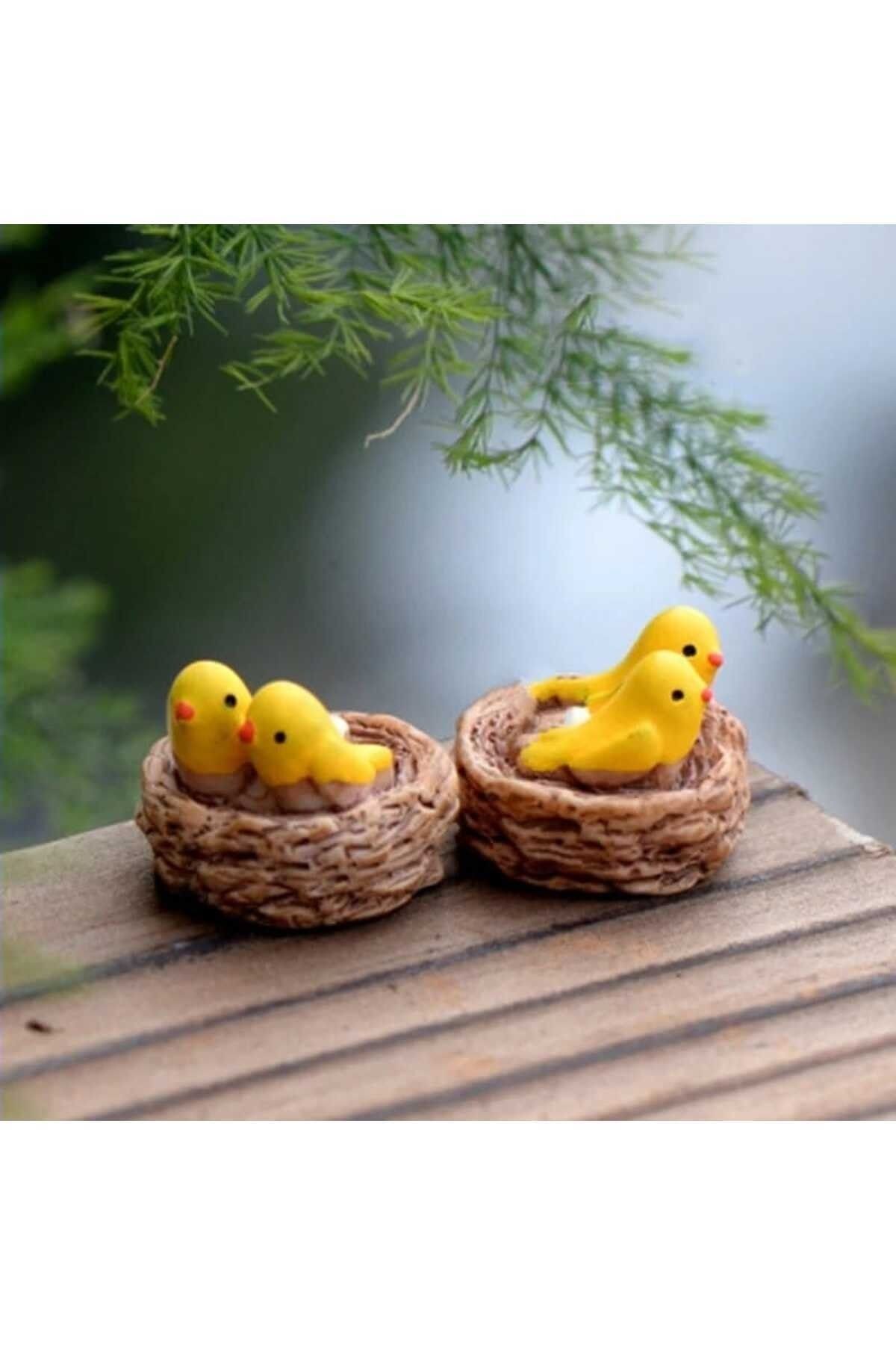 2 Adet Yuvalı Kuşlar Maket Kürdanlı Cupcake Pasta Süsü Doğum Günü Süsleri Pasta Kürdanı