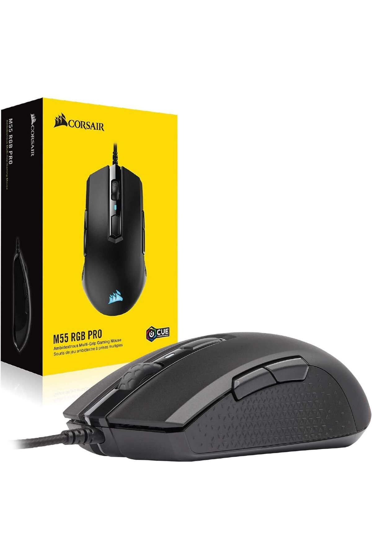 Corsair-M55 RGB Pro Wired Gaming Mouse, 12400 DPI Sensor, Ambidextrous Design, 8 Programmable Buttons, Black 7