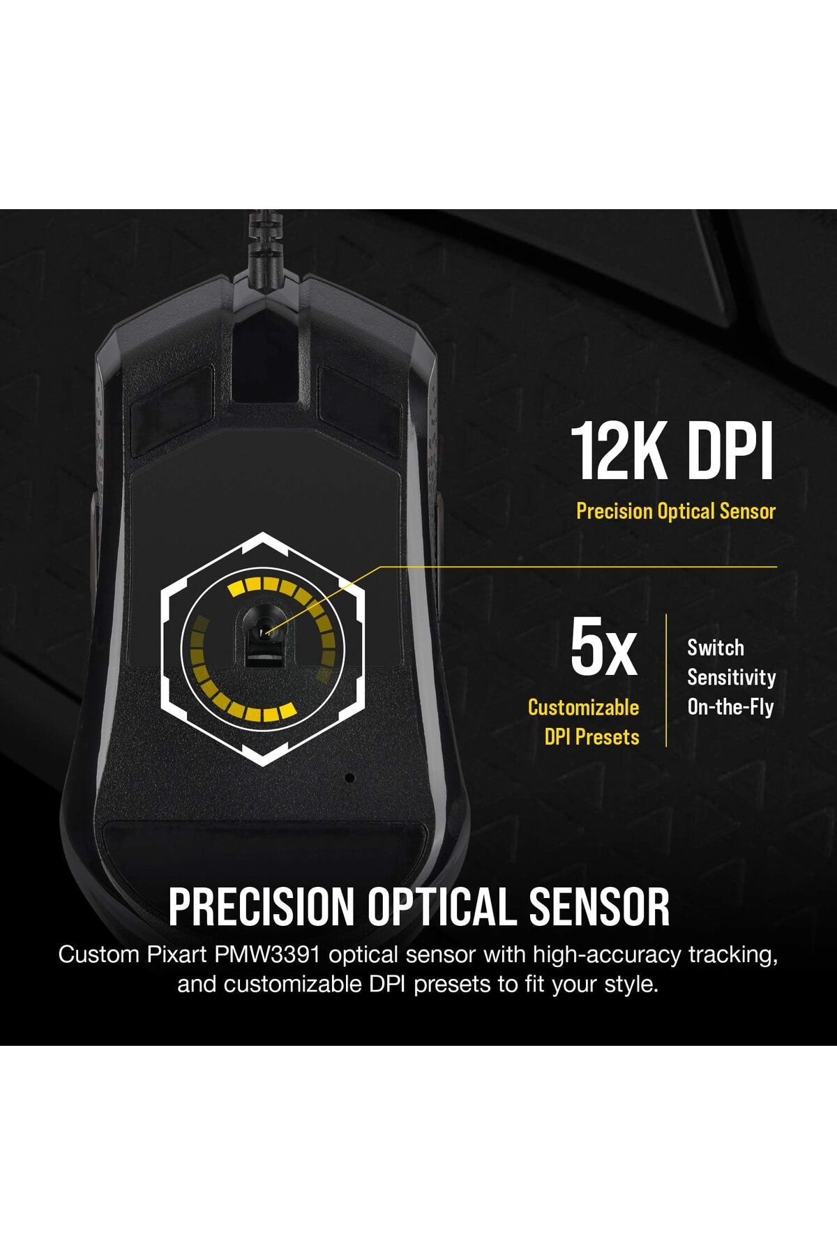 Corsair-M55 RGB Pro Wired Gaming Mouse, 12400 DPI Sensor, Ambidextrous Design, 8 Programmable Buttons, Black 4