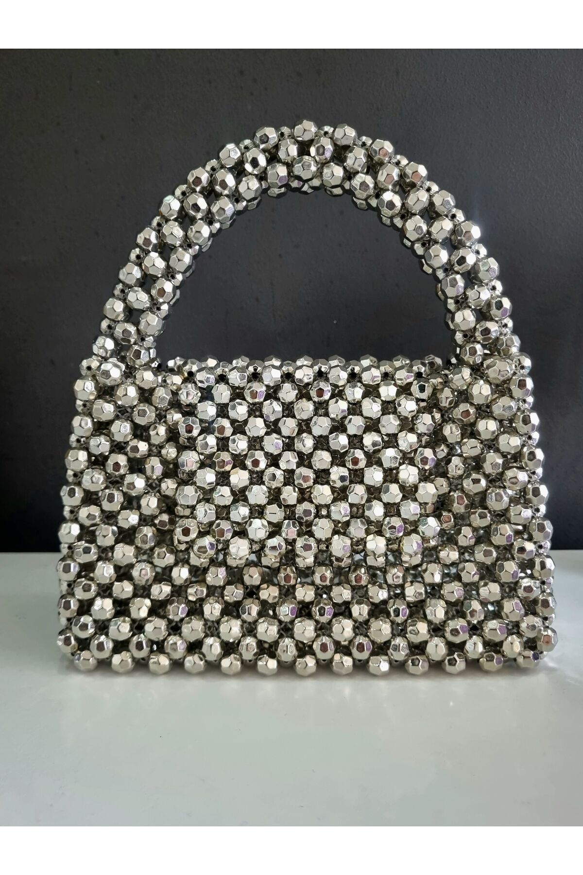 JEWELRY-Silver Crystal Bead Bag 4