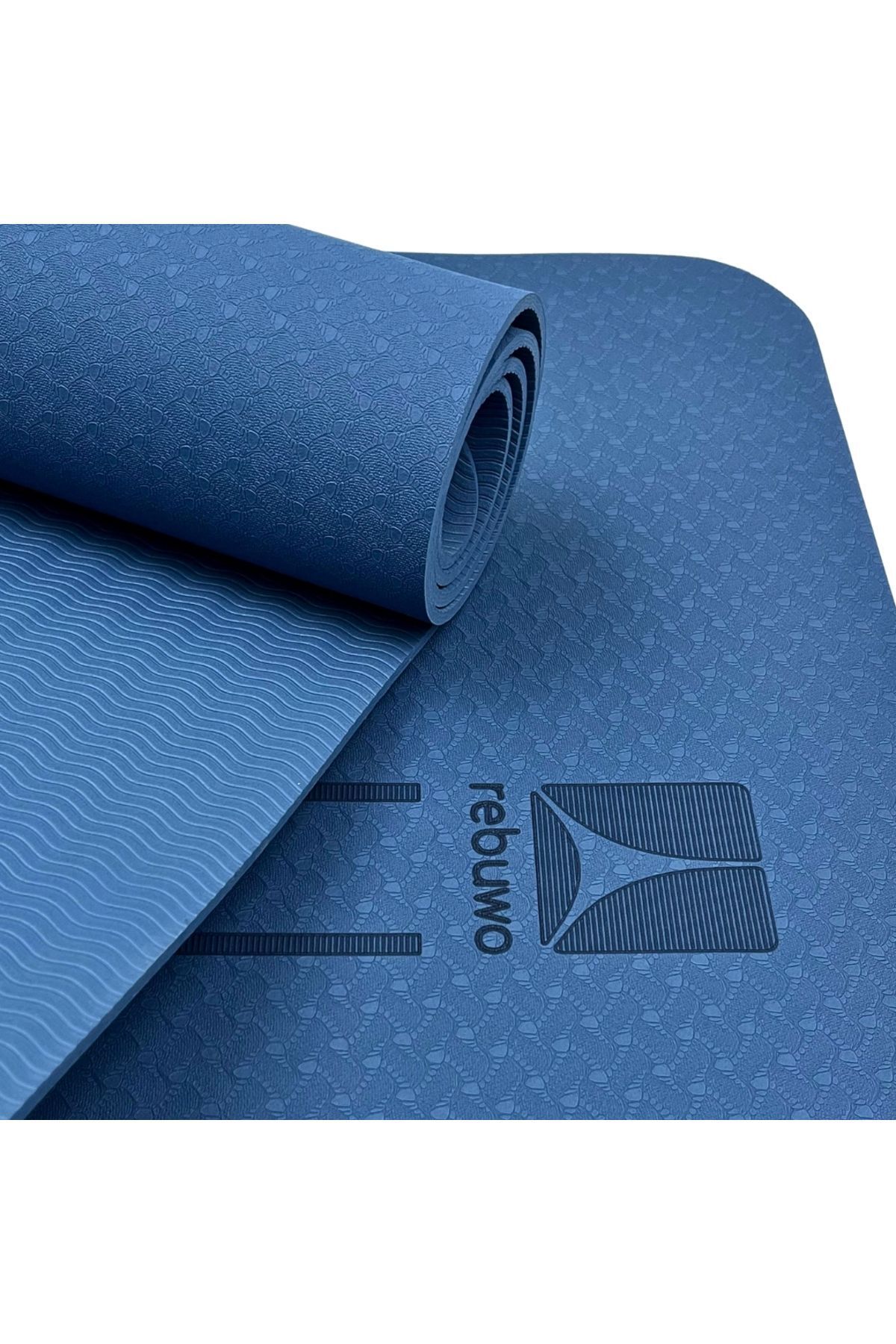 زیرانداز پیلاتس آبی طراحی دو خط 5 میلی متر TPE یوگا Pilates Mat Rebuwo