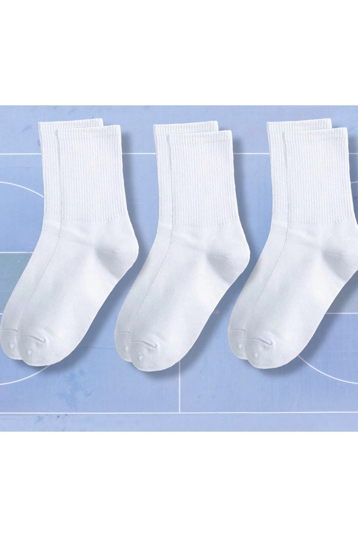 myDea Unisex 3’lü Tenis Beyaz Çorap görsel 2
