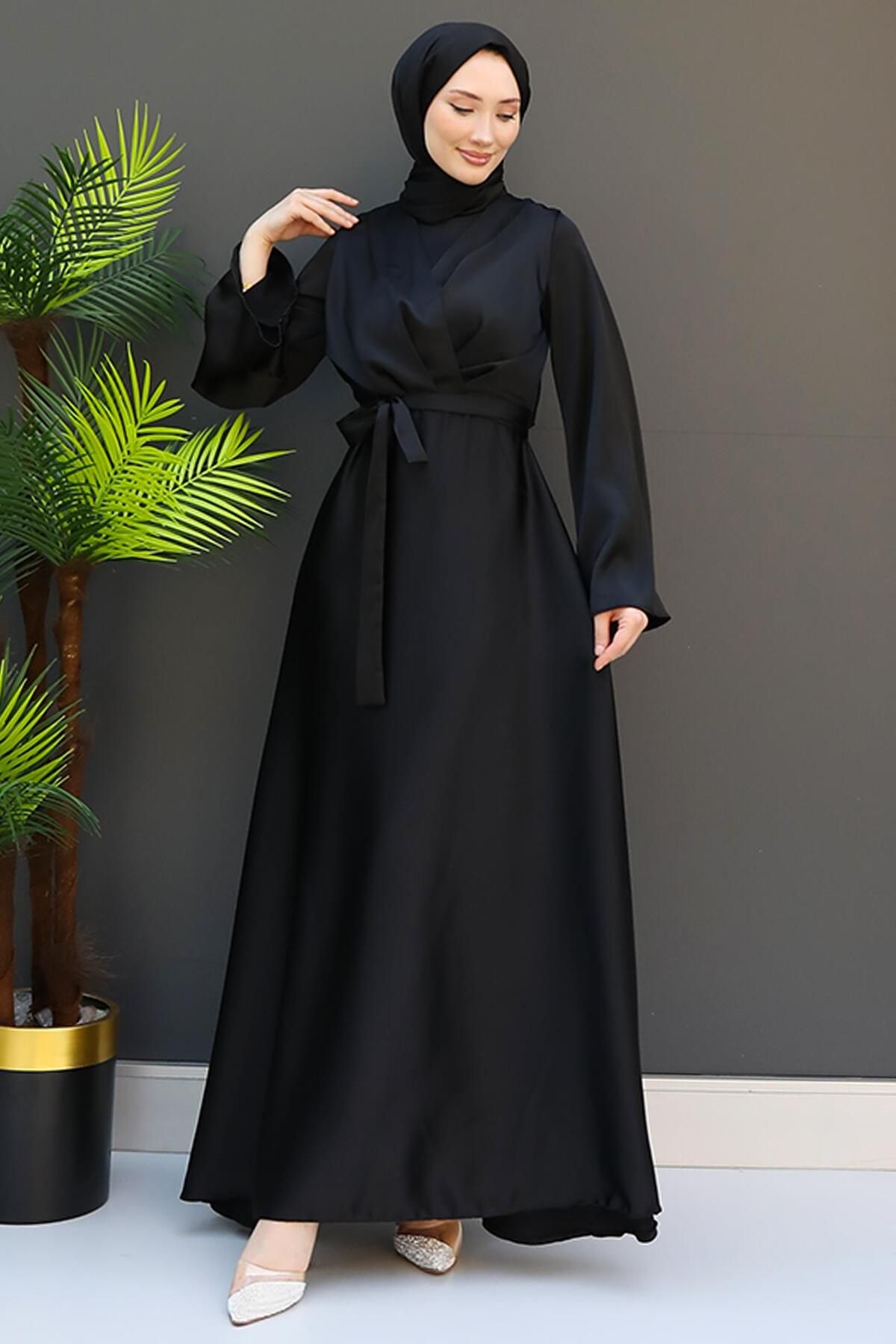 giz astore-Black Hijab Dress - Zeyno 2