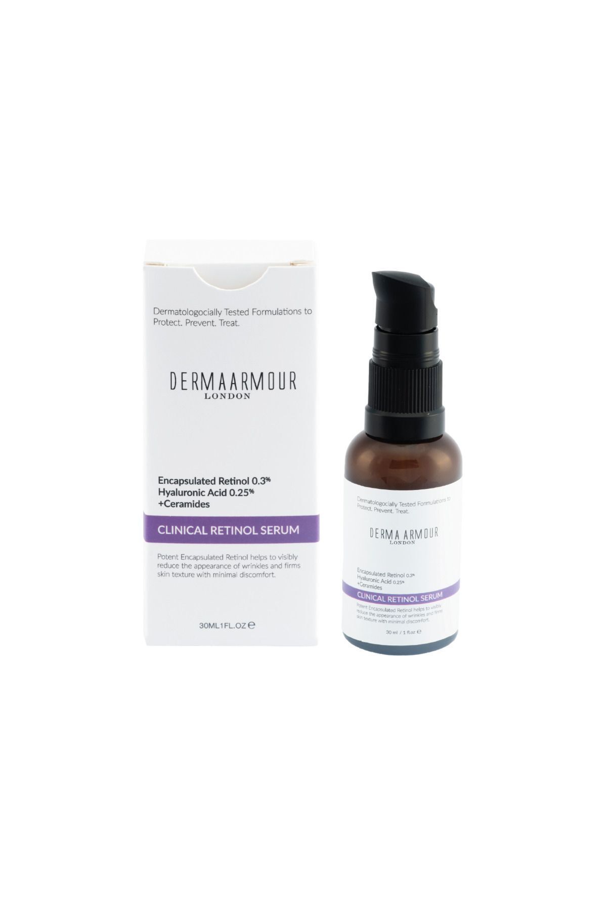 سرم پوست مراقبت از رتینول بالینی 0.3 ٪ و اسید هیالورونیک 0.25 30 میل derma armour