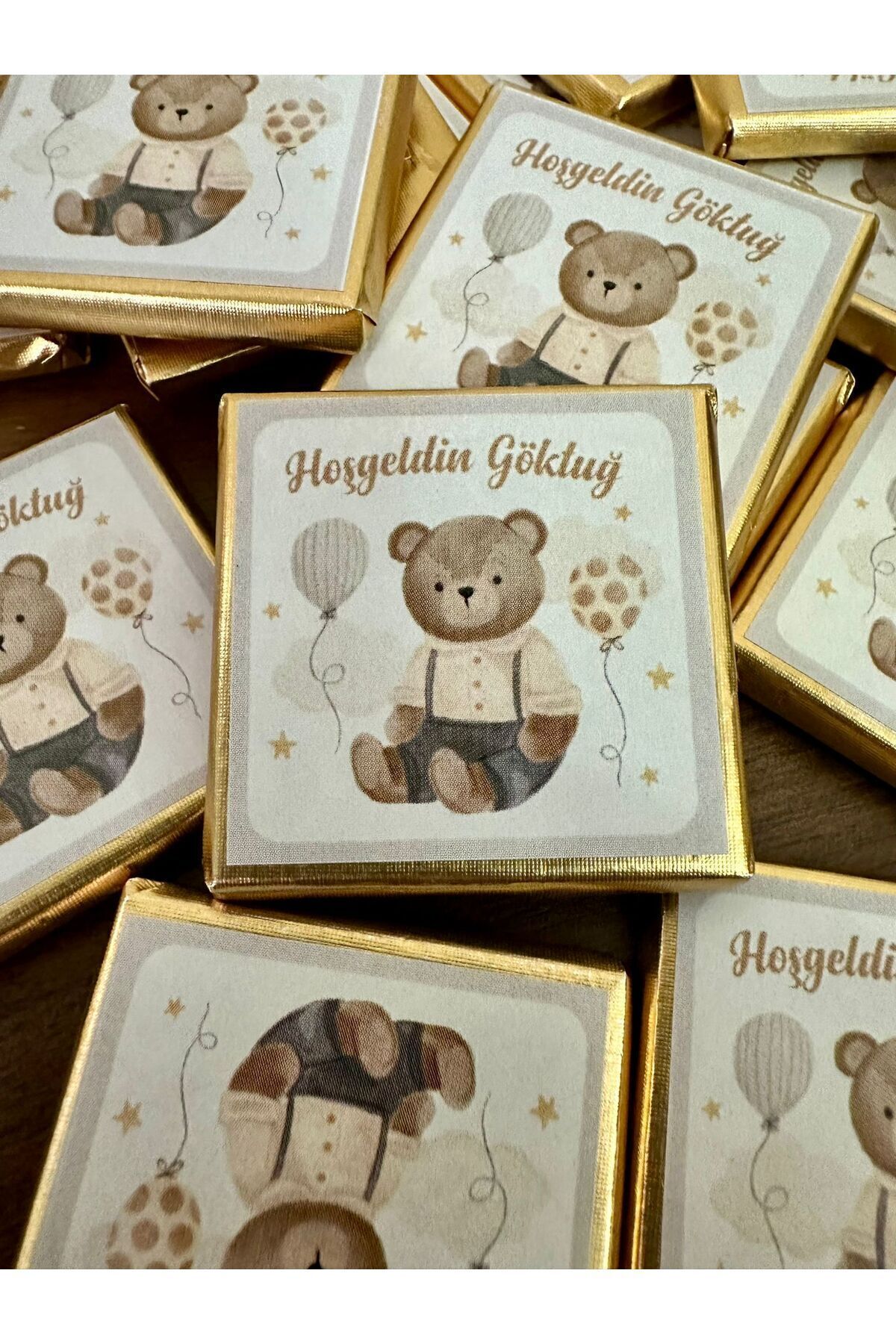 ouzhanya hediyelik Baby Shower Bebek Çikolatası Doğüm Günü Ve Özel Günler Için 50 Adet Etiketli Madlen Çikolata fotoğrafı 3 (önizleme)