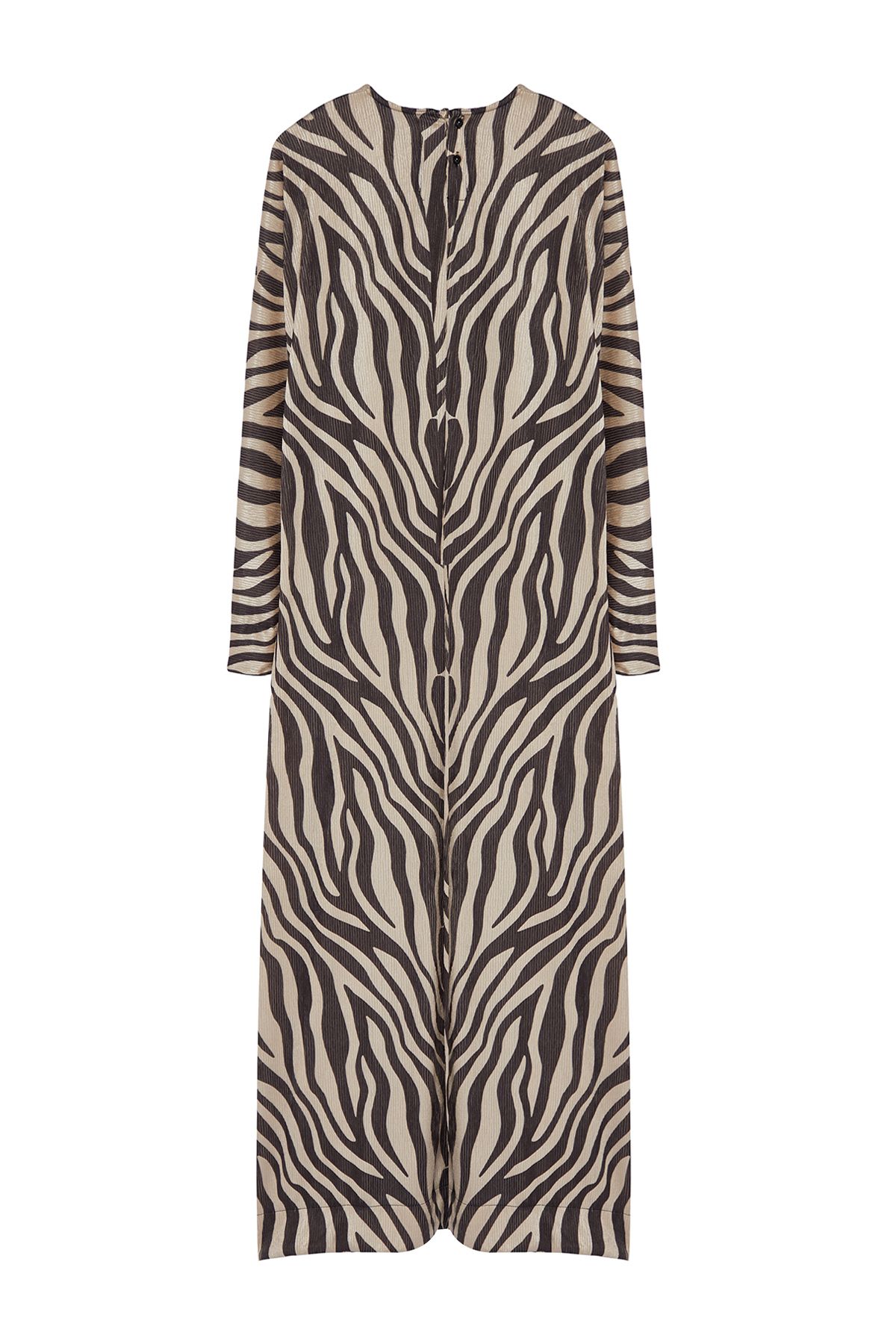 Trendyol Modest-Бежева сукня з візерунком у вигляді зебри Krinkle TCTSS24EB00284 7