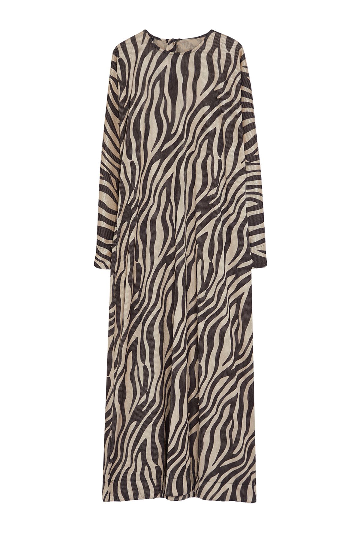 Trendyol Modest-Бежева сукня з візерунком у вигляді зебри Krinkle TCTSS24EB00284 6