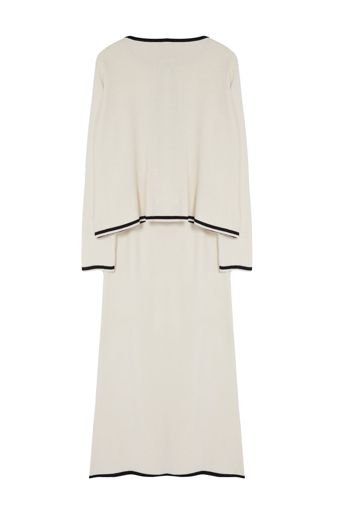 Trendyol Modest-Ecru Knitwear Cardigan and Skirt Set - With Piping and Buttons, TCTAW25US00020 7