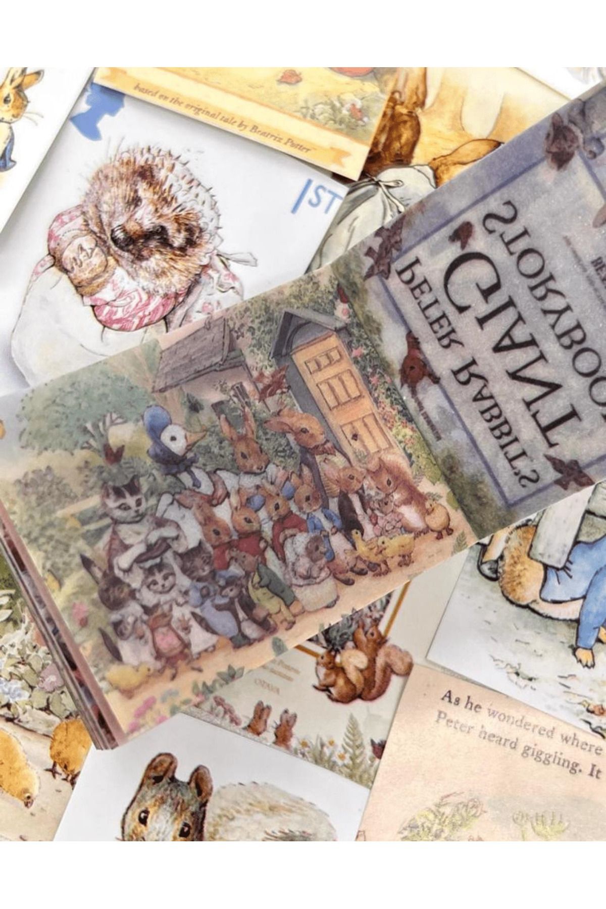 Kağıt Gemi Dükkan-The World Of Peter Rabbit And His Friends Themed 400 Sheets Mini Notebook Scrapbook Paper Set 7