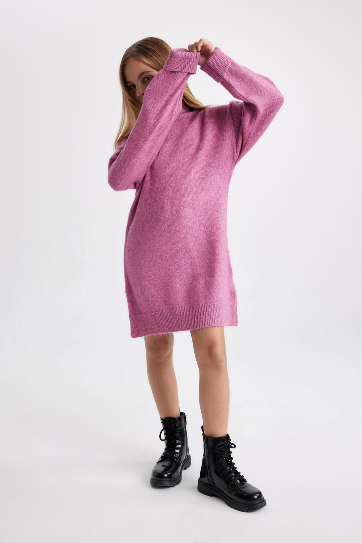 DeFacto-Rollkragen Langarm Strickkleid für Mädchen - B0247a823wn 7