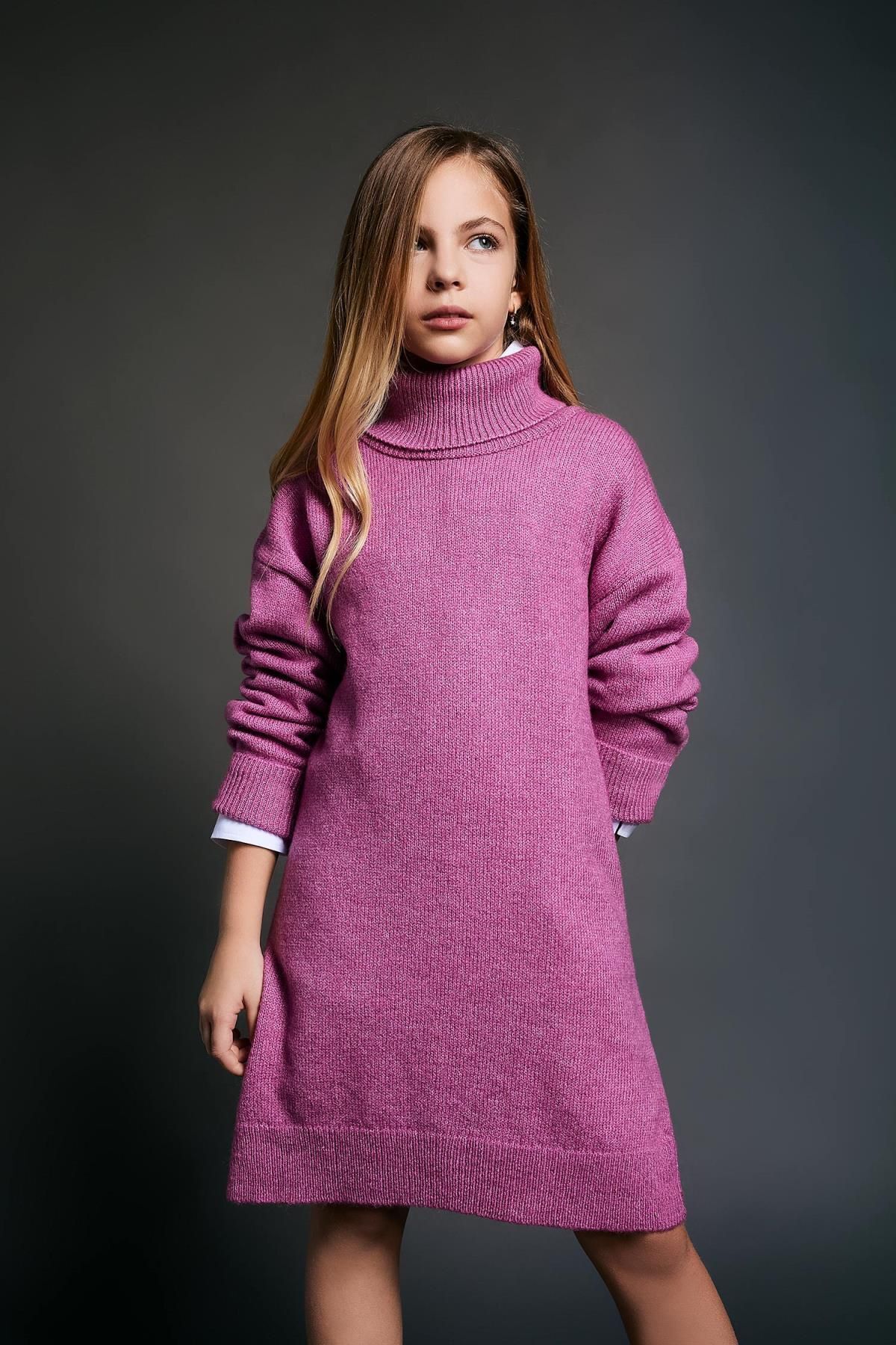 DeFacto-Rollkragen Langarm Strickkleid für Mädchen - B0247a823wn 1