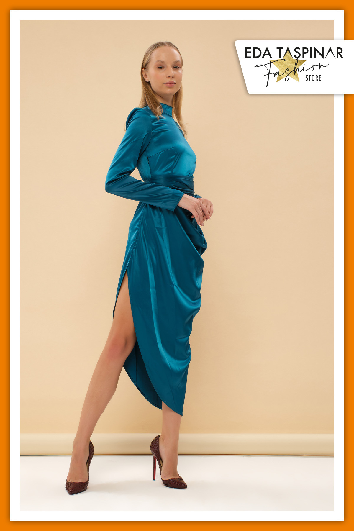 Asymmetrical Cut Satin Dress