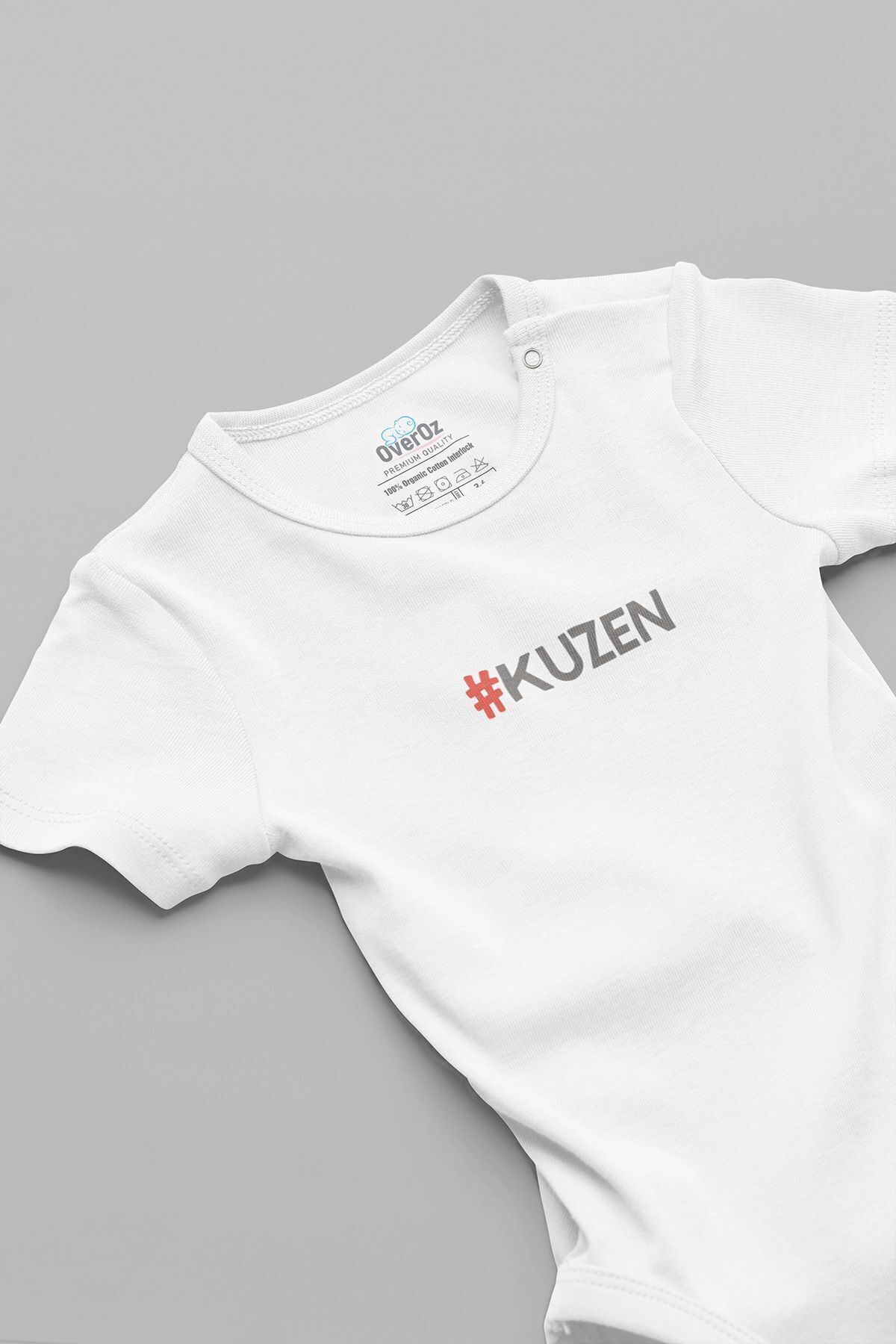  بادی نوزادی طرح‌دار ۱۰۰٪ پنبه‌ای ارگانیک، سفید، دکمه‌دار، کد ۵۸۲۸