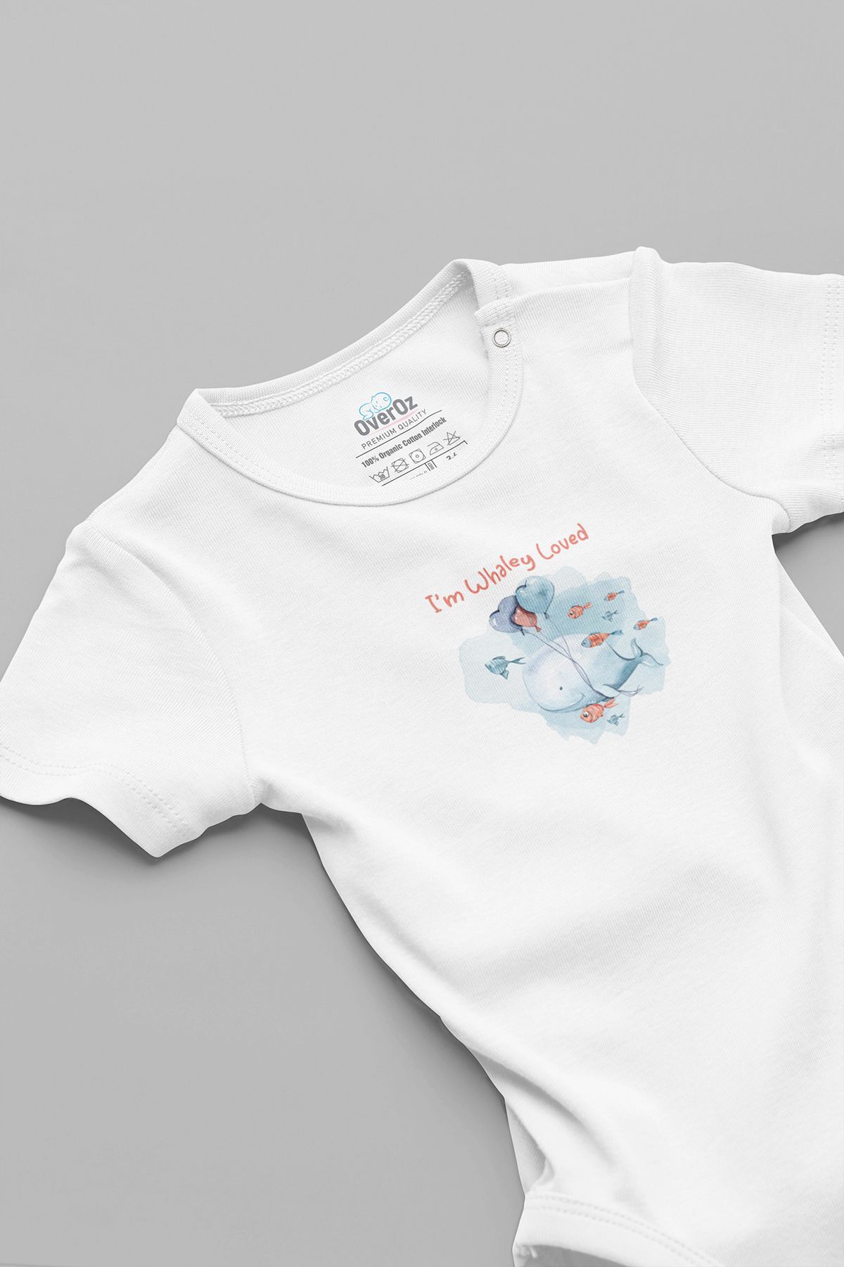 Organik %100 Pamuk I'm Whaley Loved Balina Baskılı Bebek Body Çıtçıtlı Badi Zıbın Tulum 5887