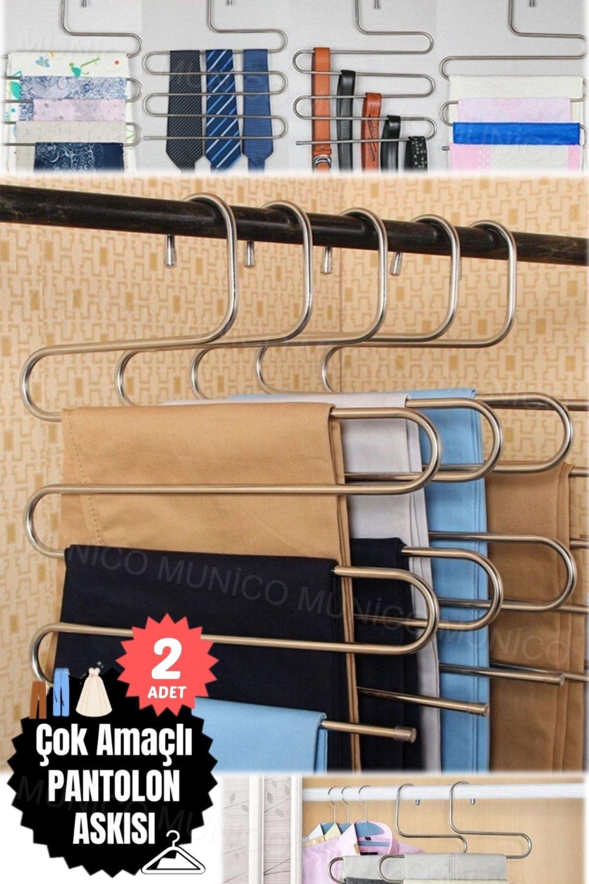 2 Pieces Pants Storage Solution Anti-Wrinkle Pants Hanger Lightweight Stylish Image 5 Layers