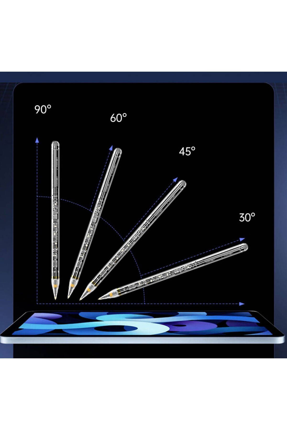 WIWU-Palm-Rejection Touch Drawing Pen Wiwu Pencil W Pro Transparent Appearance with Digital LED Indicator 3