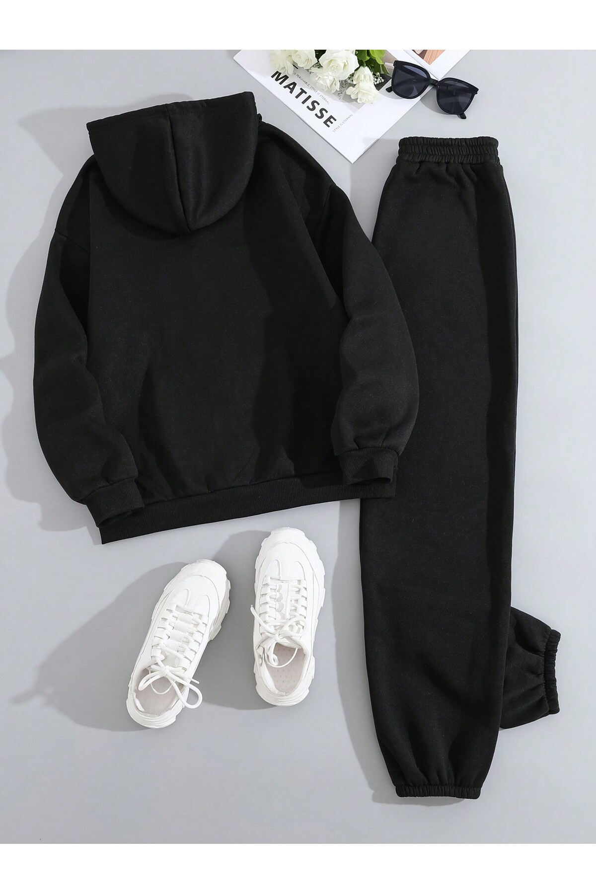 EYAX MODA Fermuarlı Eşofman Takımı - Fermuarlı Kapüşonu Sweatshirt & Jogger Eşofman Altı görsel 2