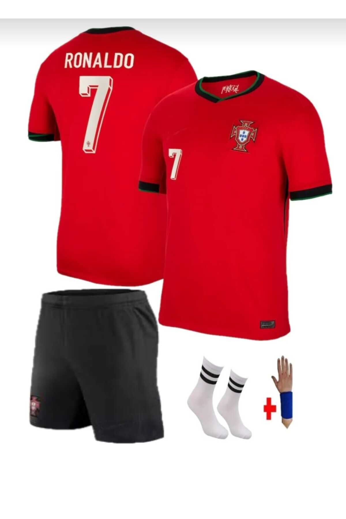Pink Loca-Ronaldo Portugal National Team - 24/25 Season World Cup Kids Jersey Set 4 pieces 3