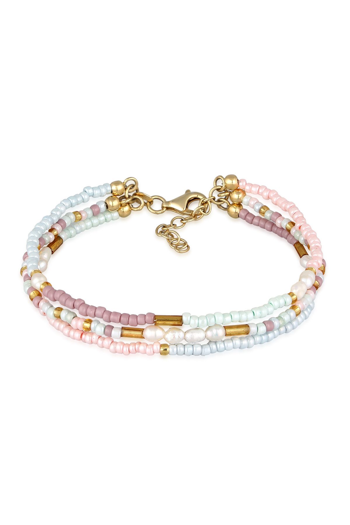 ELLI-925 Silbernes Sußwasserzuchtperlen-Armband – 3 Reihig Glas 1