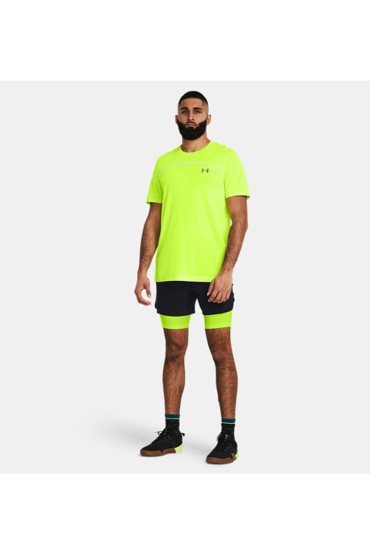 تی شرت ورزشی زرد مردانه آستین کوتاه یکپارچه و ناپدید می شود 731 Under Armour