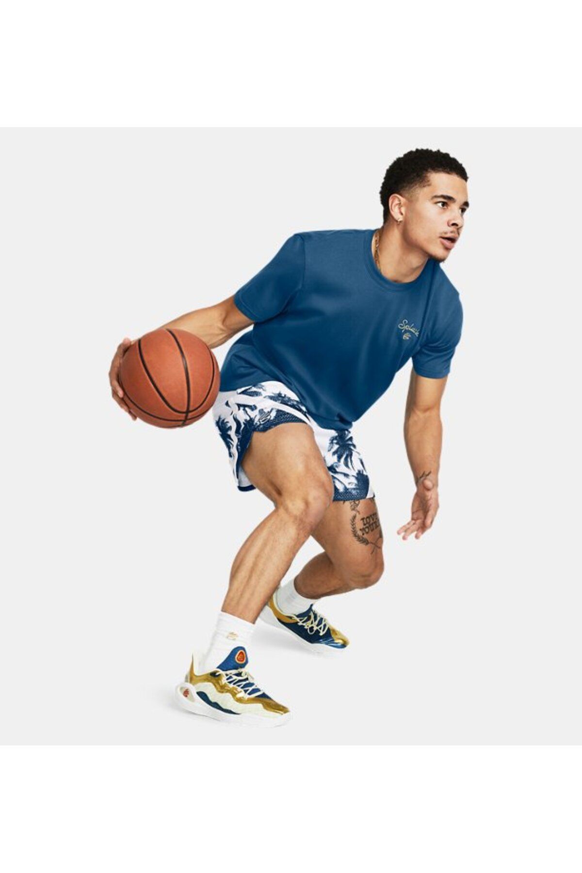 تی شرت ورزشی آبی مردانه چلپ چلوپ گلدوزی شده 426 Under Armour