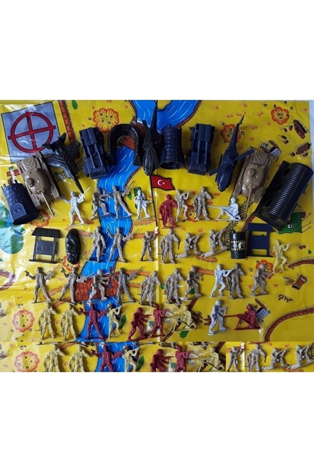 OYUNCAKSAHİLİ Tanklı Asker Setleri Ve Oyun Halısı 50 Parca 2 Paket Komando Uçak Kale Helikopter Oyuncak fotoğrafı 5 (önizleme)