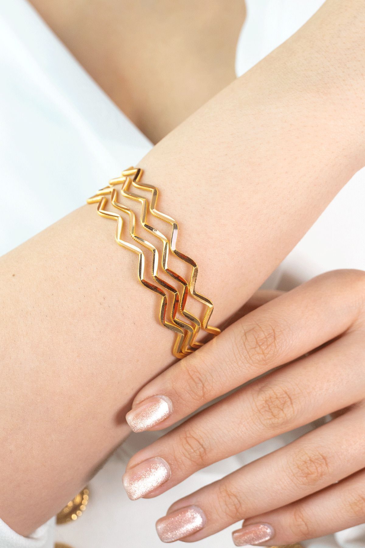 22 Ayar Altın İşçiliksiz Zigzag Bilezik 10 gr