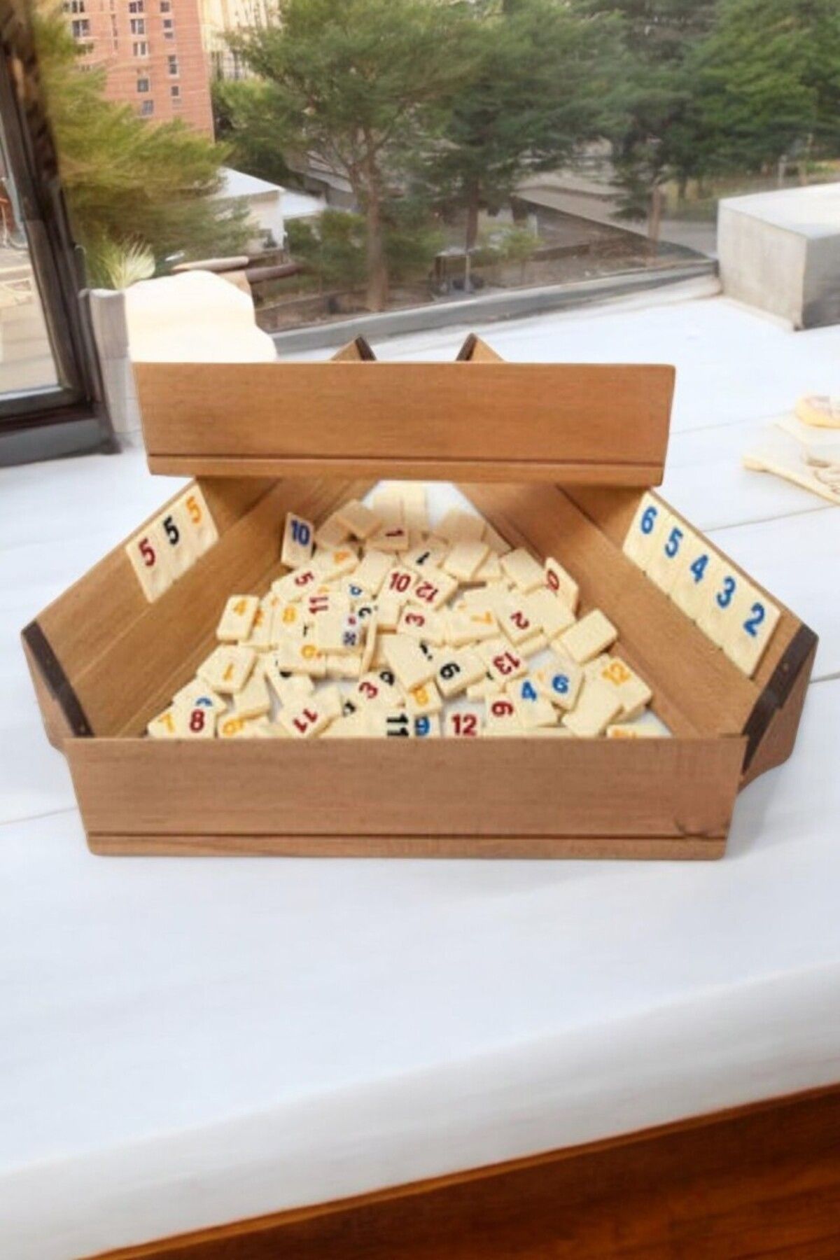 Comprox-101 Okey Game Set - Large Size Polished Wooden Okey Set 4