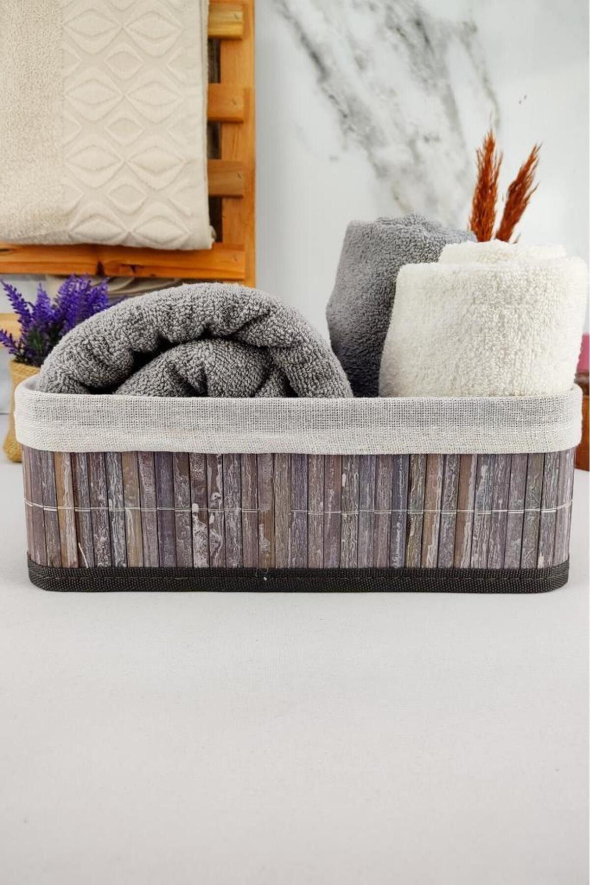 Digithome-Medium Size Bamboo Storage Box - Multi-Purpose Gray Organizer 29X19X10 cm - Cl-6006-2 C1-1-121 4