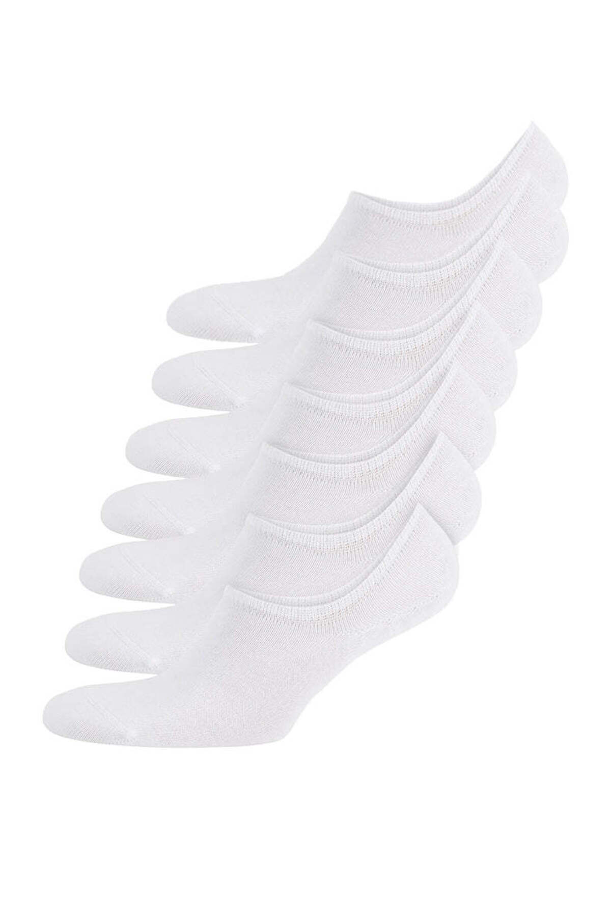 7-Pack White Cotton Blend Women's Short Socks Set invisible