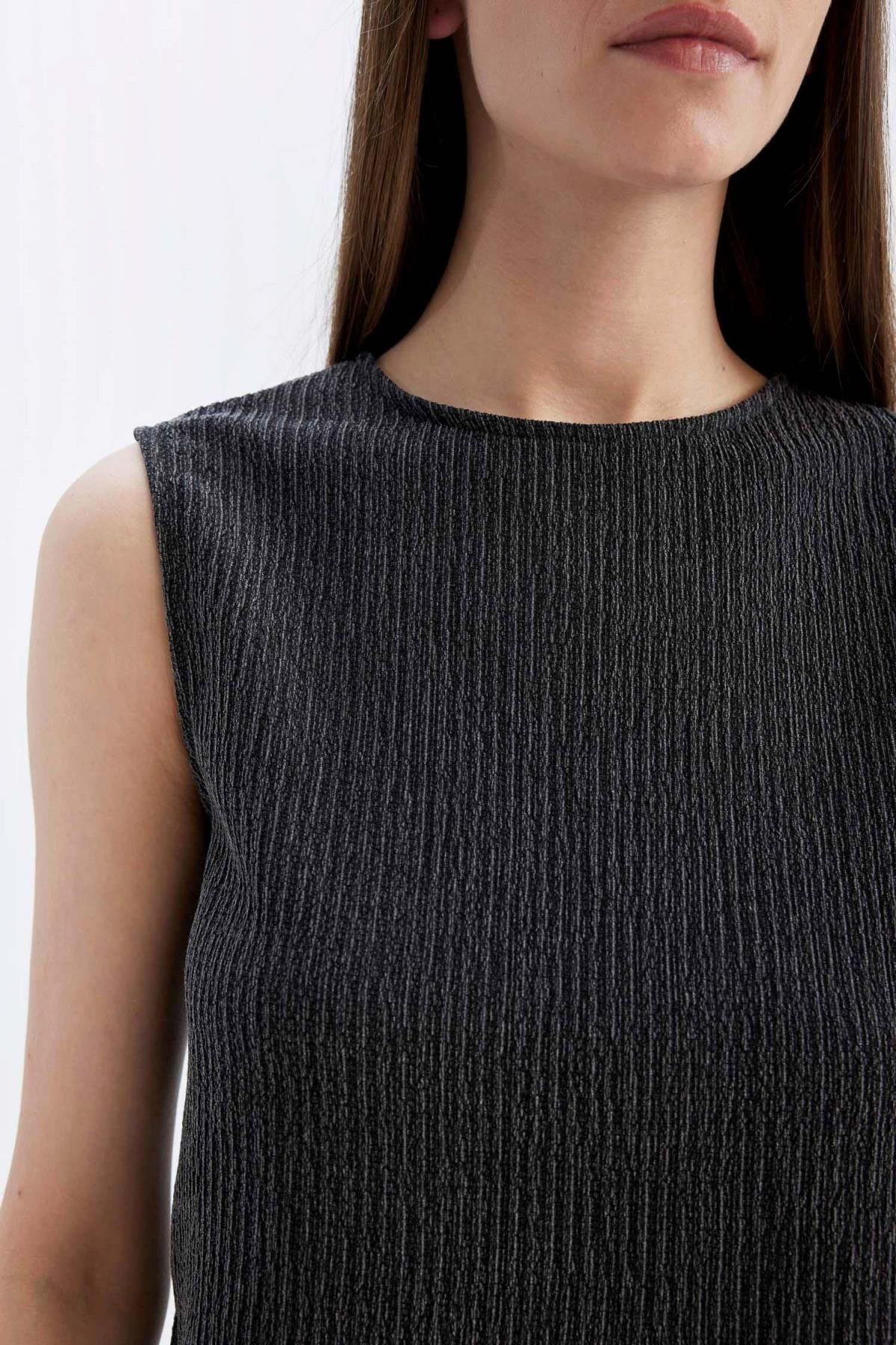DeFacto-Regular Fit Crew Neck Basic Plain Wrap Tank Top D1523Ax24Sm 5