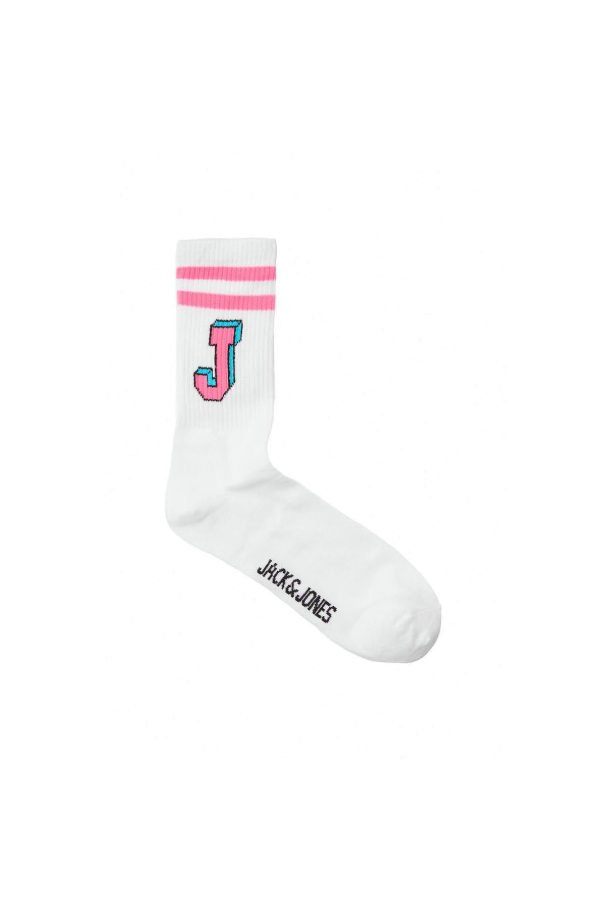 Jack & Jones-12250749 Jacsingle J - جوارب تنس باللون الأبيض والوردي 2