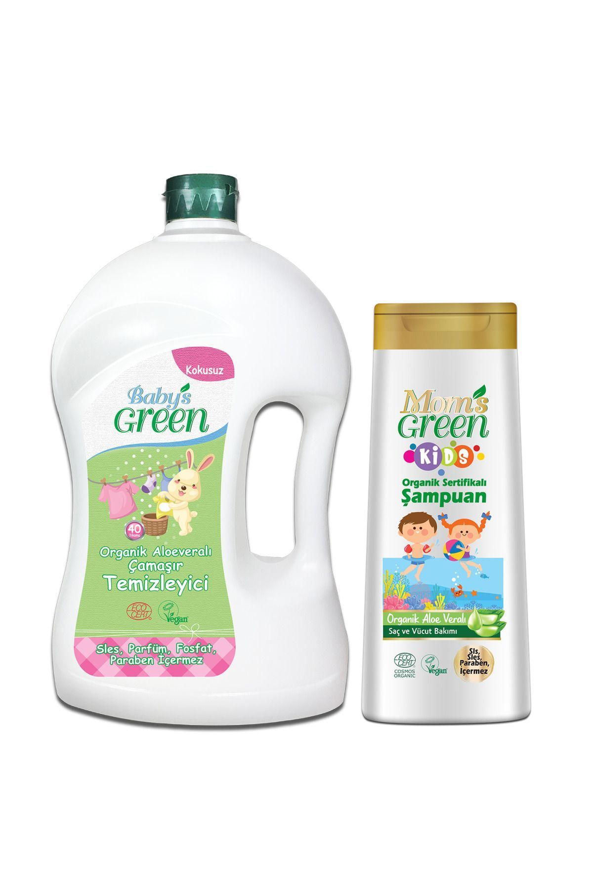 2 Li Set Organik Bebek Çamaşır Deterjanı 1500 ml Ve Kids Çocuk Şampuanı 400 ml