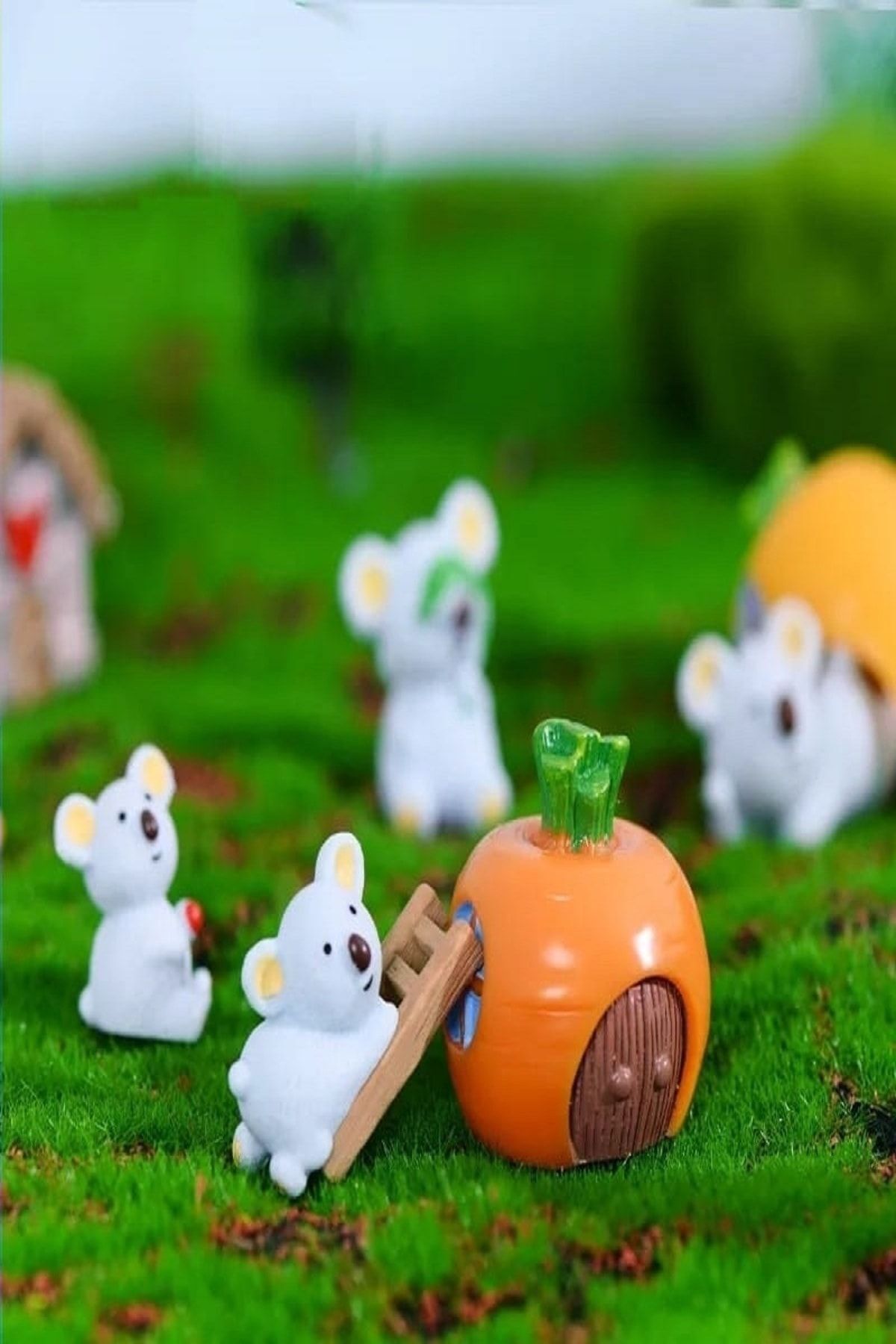 Koala Set 7 Parça Maket Kürdanlı Cupcake Pasta Süsü Doğum Günü Süsleri Kürdan Süsü