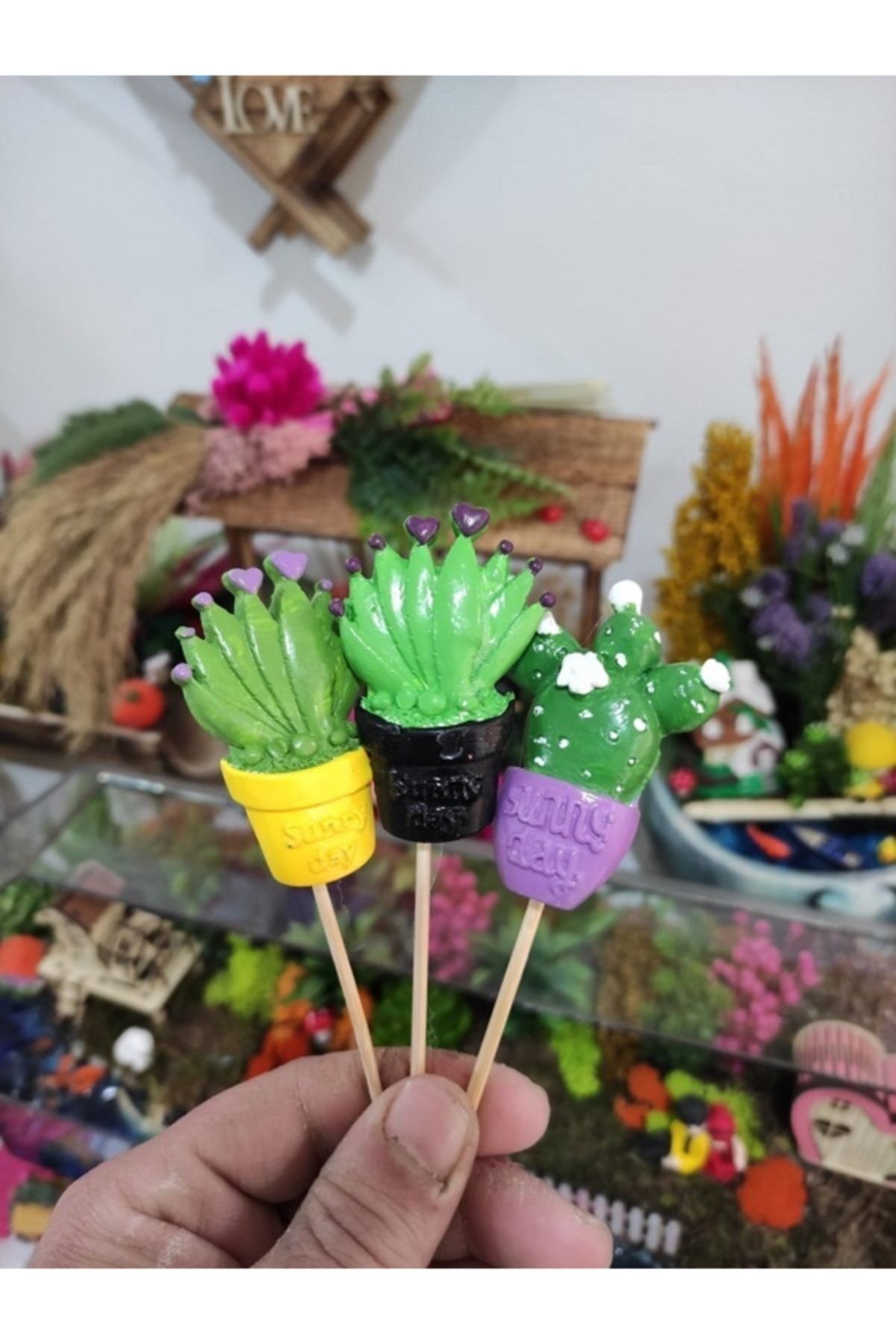 3-Piece Cactus Flower Pot Ornaments Terrarium Object Miniature Object Terrarium Materials