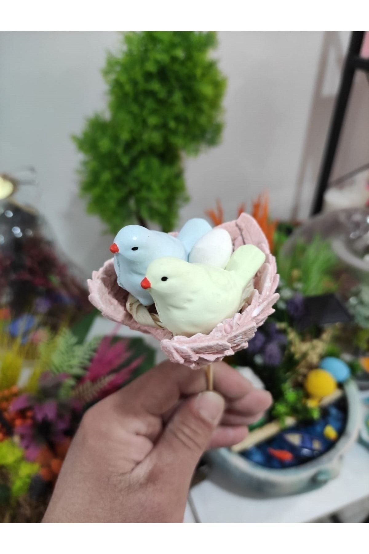 Mutlu Çift Kuşlar Maket Kürdanlı Cupcake Pasta Süsü Doğum Günü Süsleri Pasta Kürdanı