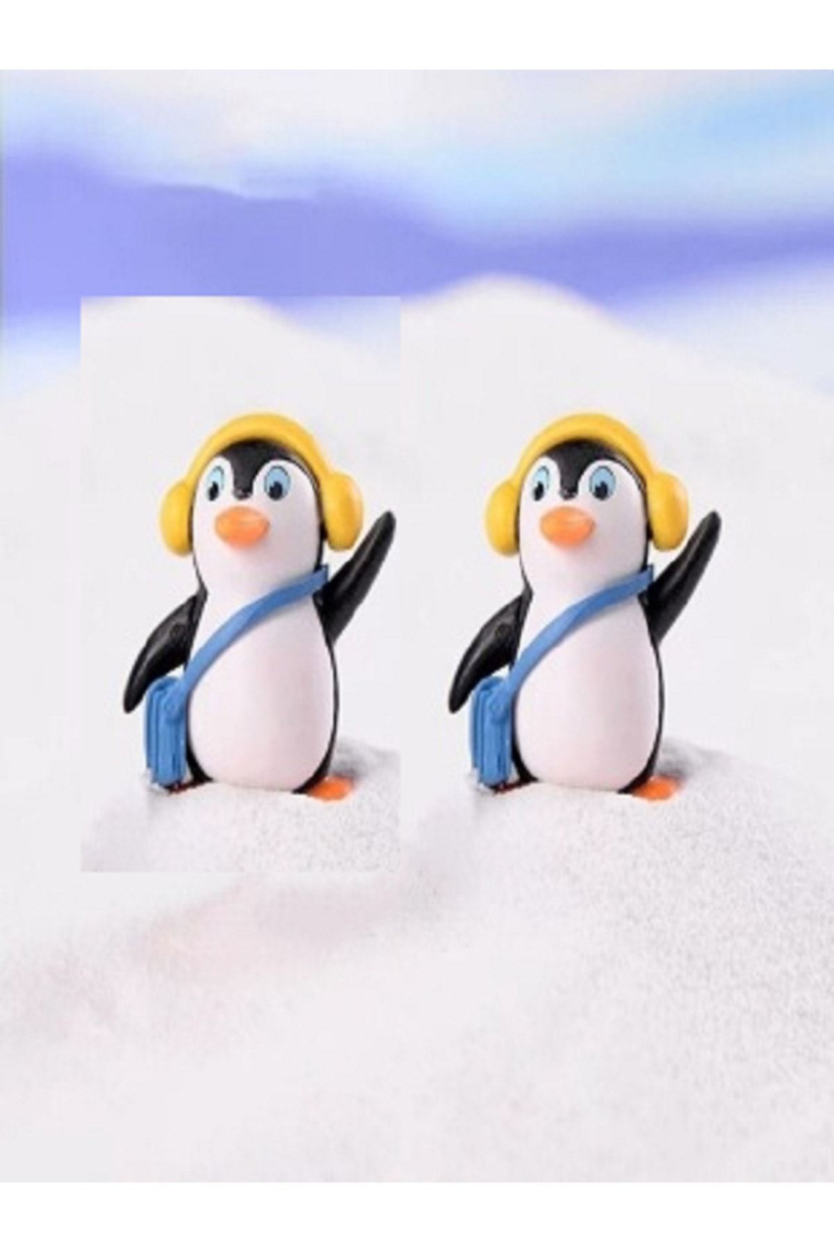 1 Adet Kulaklıklı Penguen Maket Kürdanlı Cupcake Pasta Süsü Doğum Günü Süsleri Kürdan Süsü