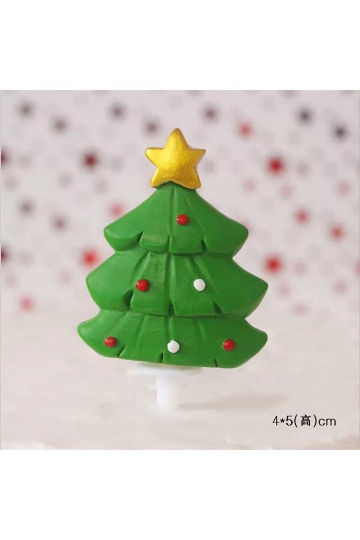 Minik Noel Ağacı 2 Adet Maket Kürdanlı Cupcake Pasta Süsü Doğum Günü Süsleri