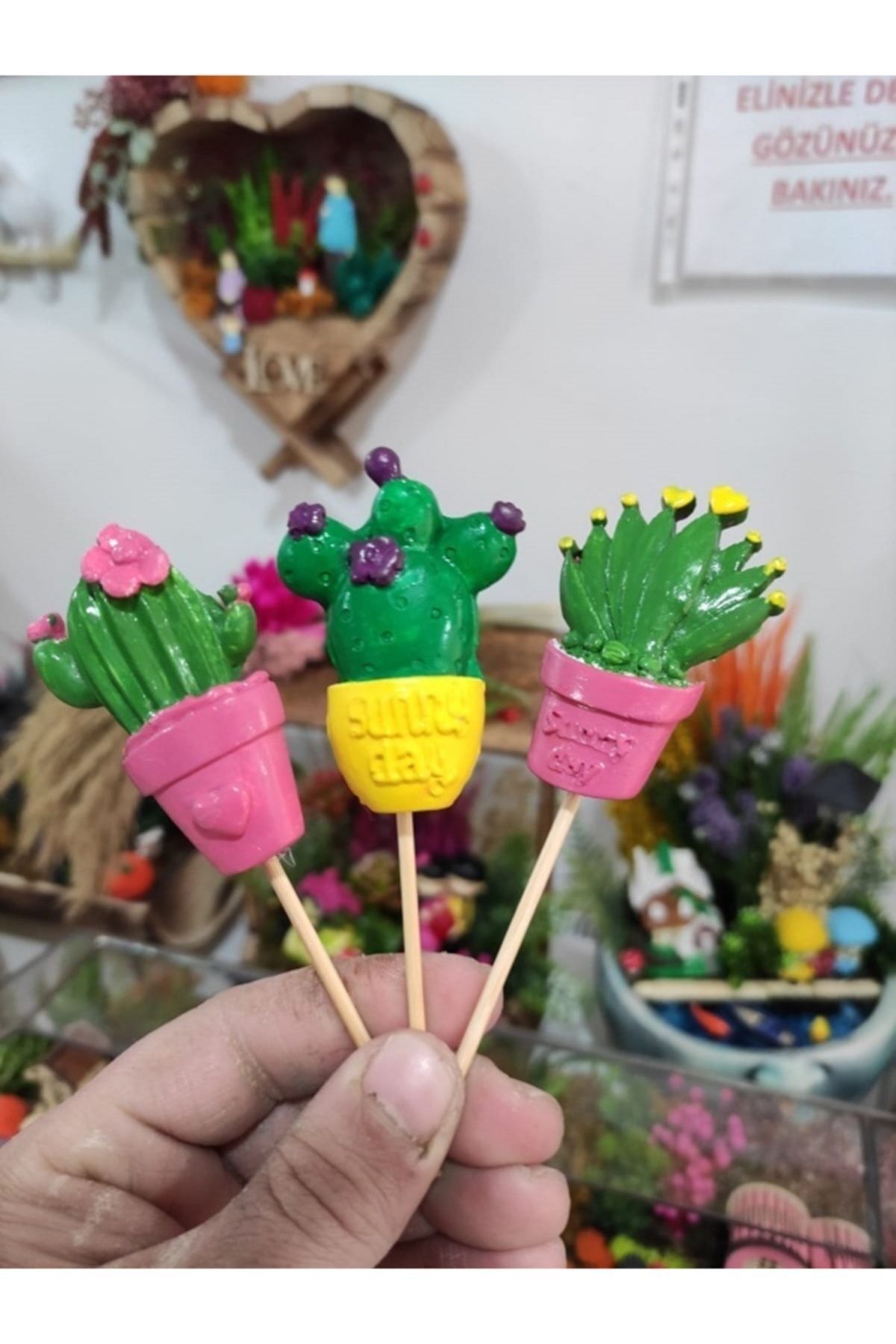 3-Piece Cactus Flower Pot Ornaments Terrarium Object Miniature Object Terrarium Materials