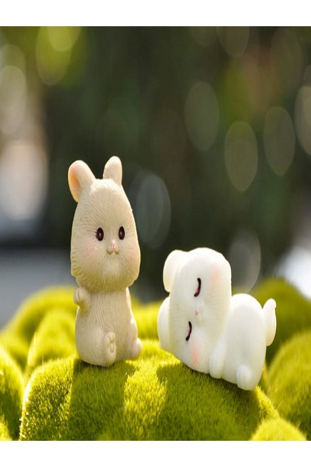 2'li Tavşan Maket Kürdanlı Cupcake Pasta Süsü Doğum Günü Süsleri Kürdan Süsü