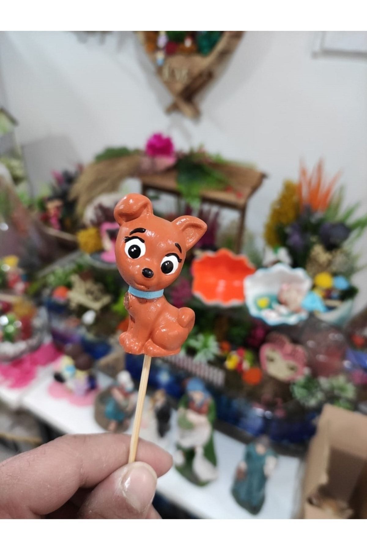 Köpek Maket Kürdanlı Cupcake Pasta Süsü Doğum Günü Süsleri Pasta Kürdanı Kürdan Süsü
